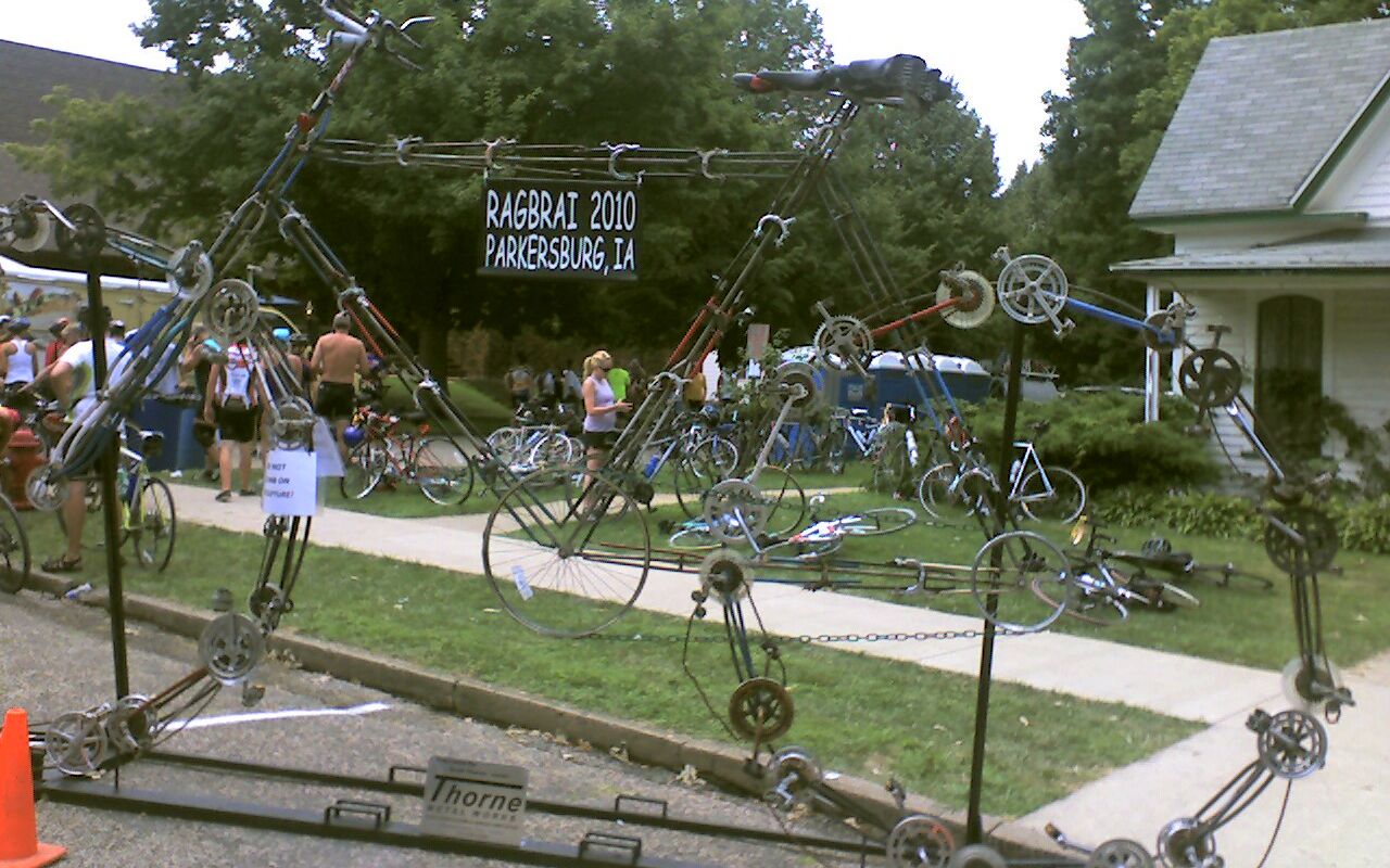 Display of bikes on RAGBRAI 2010