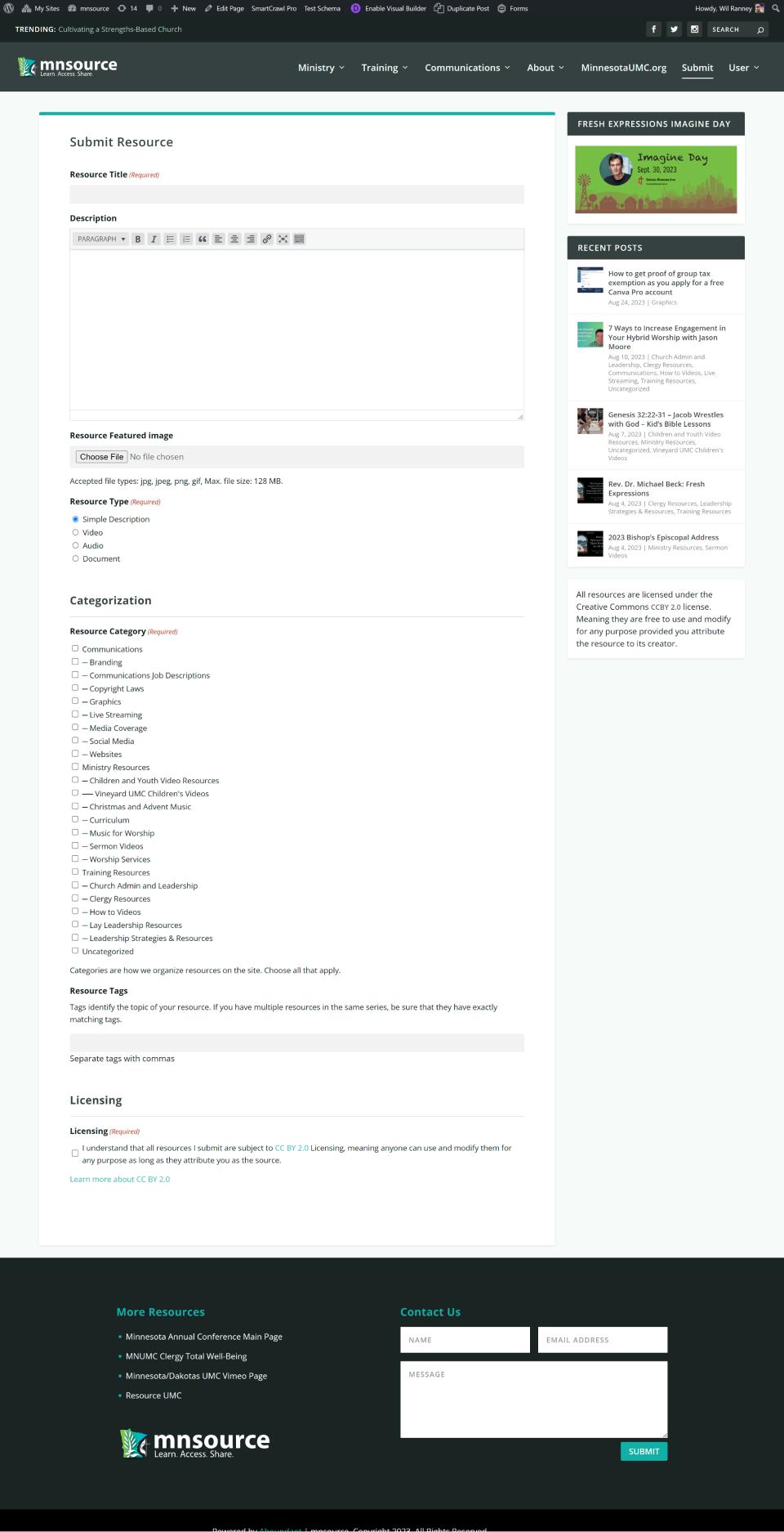 user content submission page